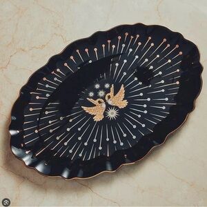 ISO ANTHROPOLOGIE CATHERINE MARTIN Starry Night Black Gold Swan Platter